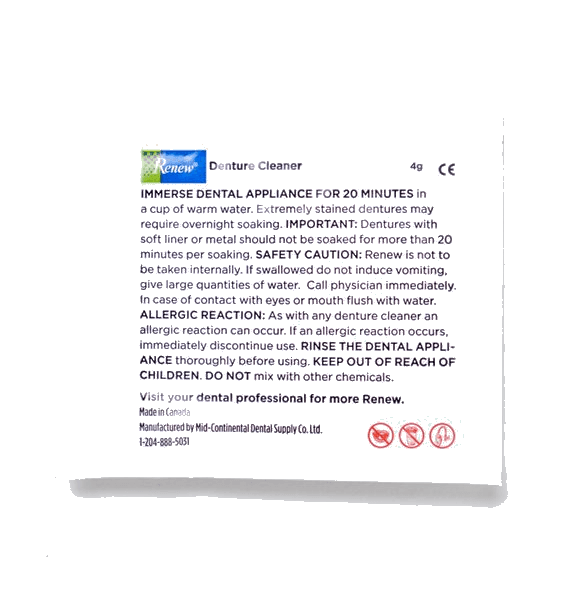 Renew Denture Cleaner 4g Sample Packet