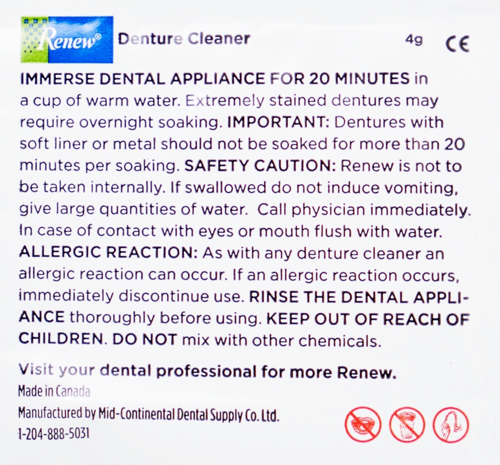Renew denture cleaner, sample, renew sample, 4g