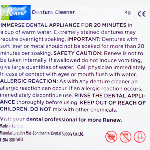 Renew denture cleaner, sample, renew sample, 4g